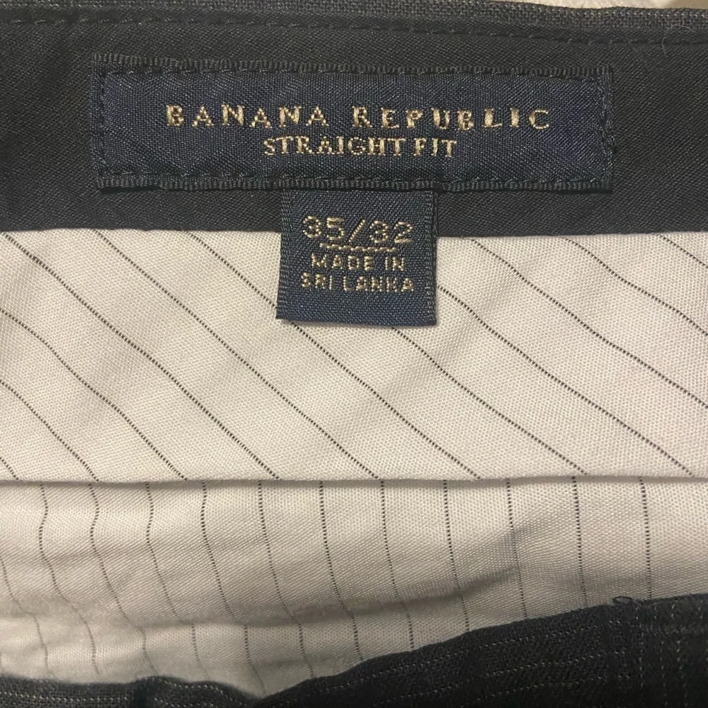 EUC Mens Banana Republic straight fit dress pants black wool blend size 35X32